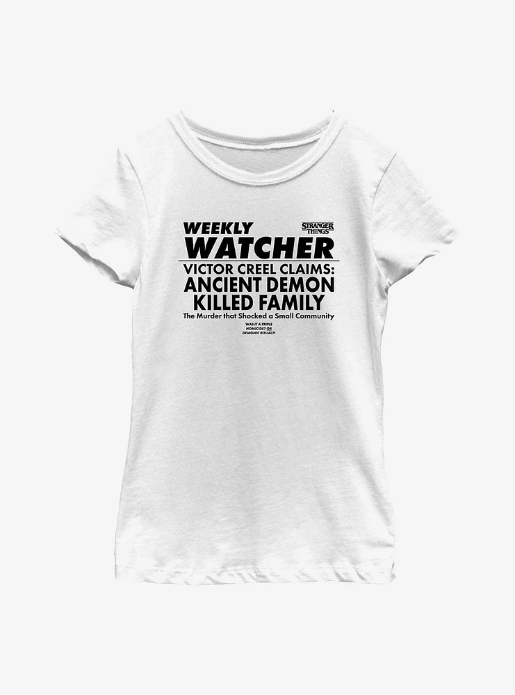 Stranger Things Weekly Watcher Youth Girls T-Shirt