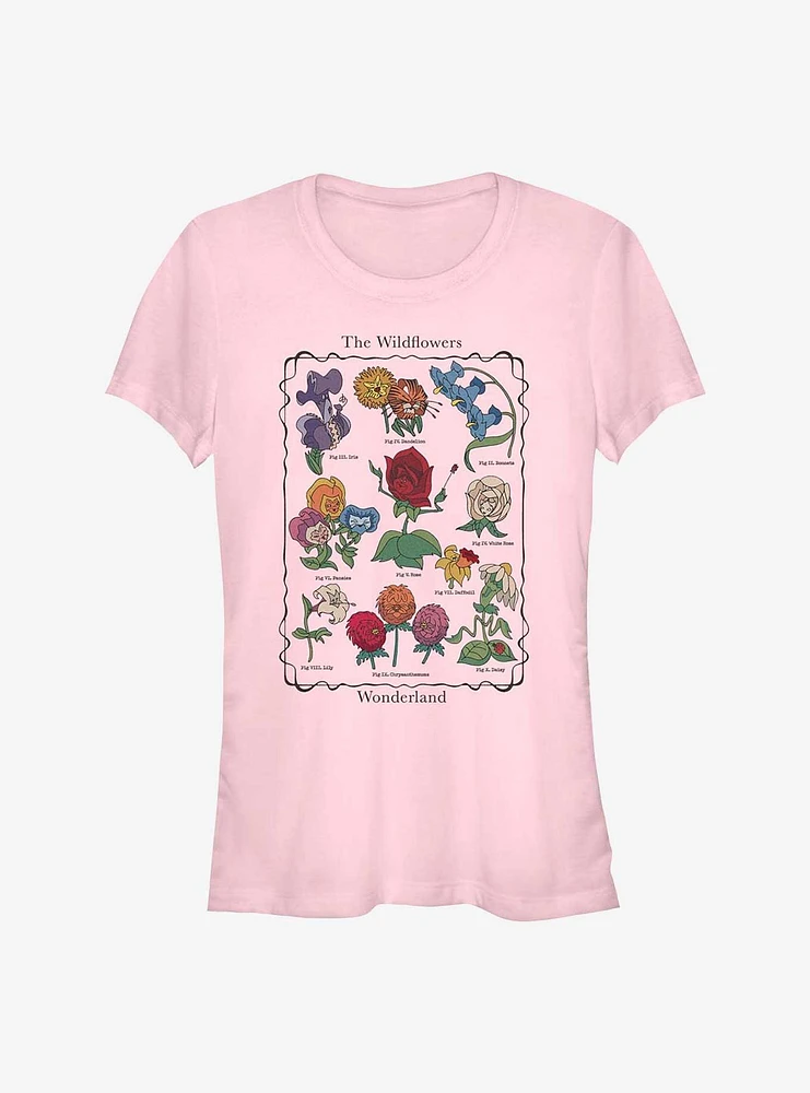 Disney Alice Wonderland Wildflowers Chart Girls T-Shirt