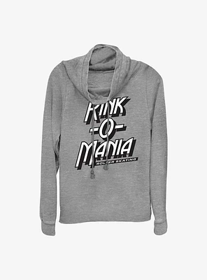 Stranger Things Rink-O-Mania Logo Cowl Neck Long-Sleeve Top