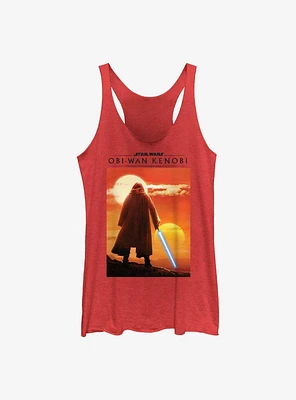 Star Wars Obi-Wan Two Suns Girls Raw Edge Tank