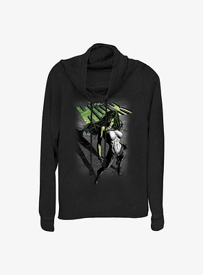 Marvel She Hulk Incredible Sass Cowl Neck Long-Sleeve Girls Top