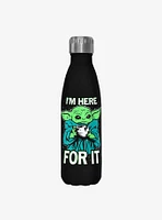 Star Wars The Mandalorian Here For It Black Stainless Steel Water Bottle