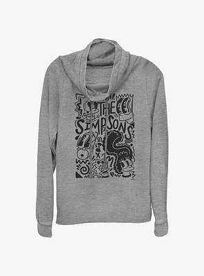 The Simpsons Pop Art Family Cowl Neck Long-Sleeve Top