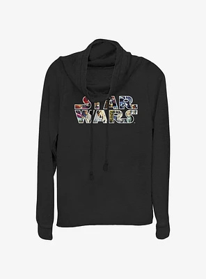 Star Wars Epic Logo Cowl Neck Long-Sleeve Top