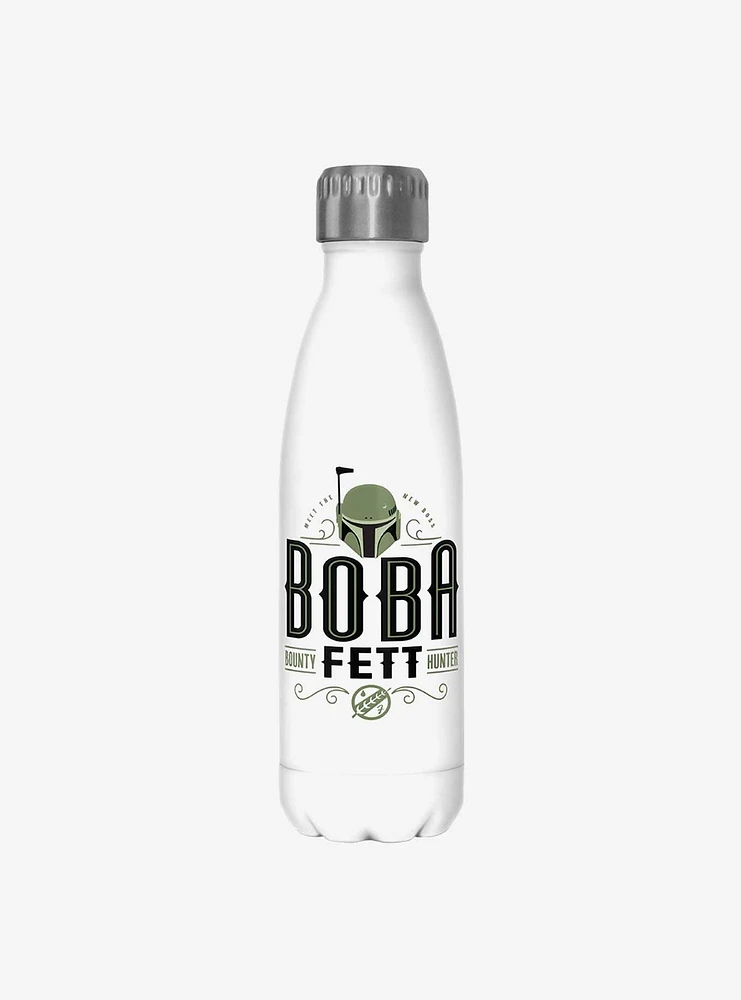 Star Wars The Book of Boba Fett Boba Fett Bounty Hunter White Stainless Steel Water Bottle