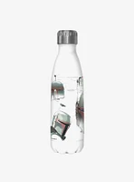 Star Wars The Book of Boba Fett Helmet Schematics White Stainless Steel Water Bottle