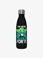 Star Wars The Mandalorian Here For It Black Stainless Steel Water Bottle
