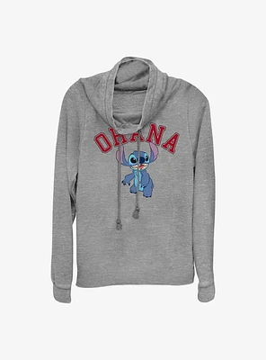 Disney Lilo & Stitch Ohana Collegiate Cowl Neck Long-Sleeve Top