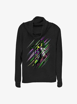 Marvel She Hulk Sensational Cowl Neck Long-Sleeve Girls Top