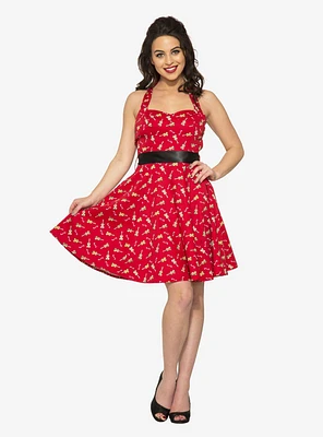 Red Violin Halter Dress