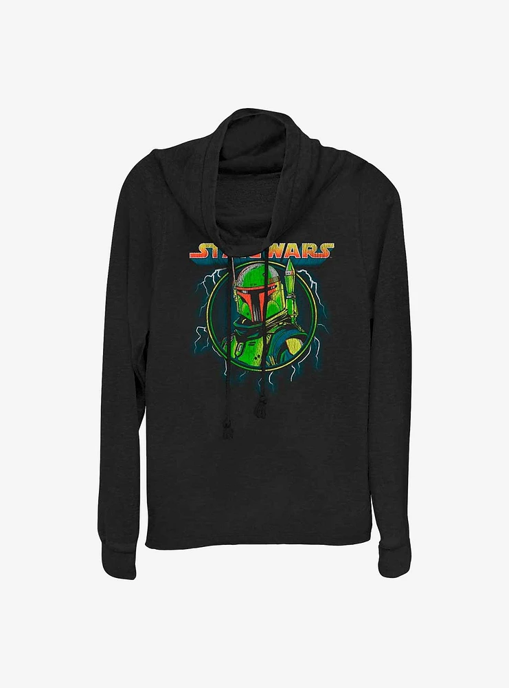 Star Wars The Mandalorian Boba Badge Cowl Neck Long-Sleeve Top
