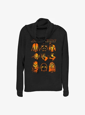 Star Wars Galaxy Faces Cowl Neck Long-Sleeve Top