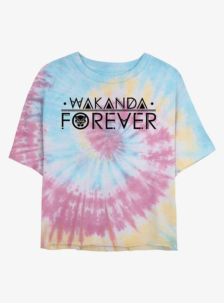 Marvel Black Panther Wakanda Forever Tie Dye Crop Girls T-Shirt