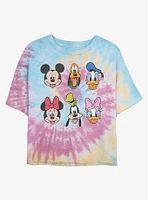 Disney Mickey Mouse Classic Friends Faces Tie Dye Crop Girls T-Shirt