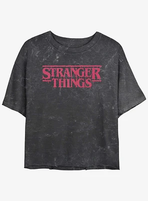 Stranger Things Logo Mineral Wash Crop Girls T-Shirt