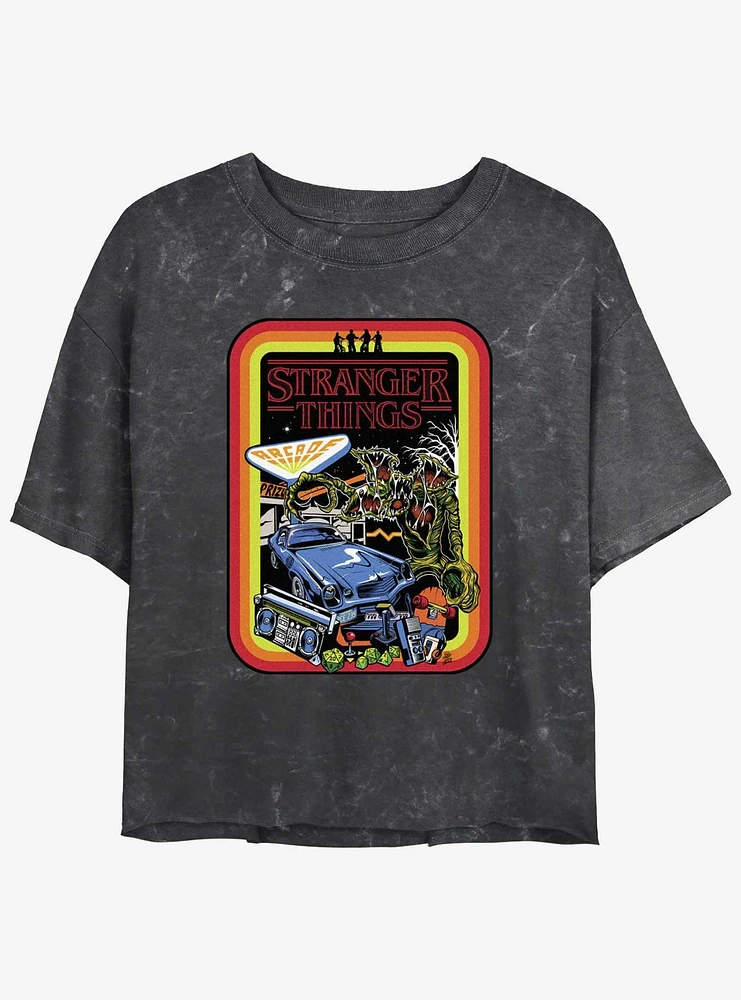Stranger Things Retro Mash Mineral Wash Crop Girls T-Shirt