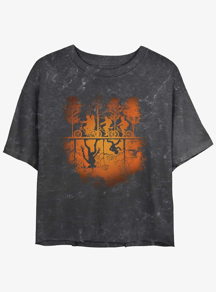 Stranger Things Upside Down Mineral Wash Crop Girls T-Shirt