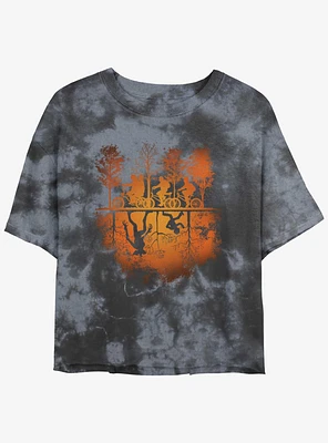 Stranger Things Upside Down Mineral Wash Crop Girls T-Shirt