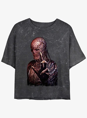 Stranger Things Vecna Portrait Mineral Wash Crop Girls T-Shirt
