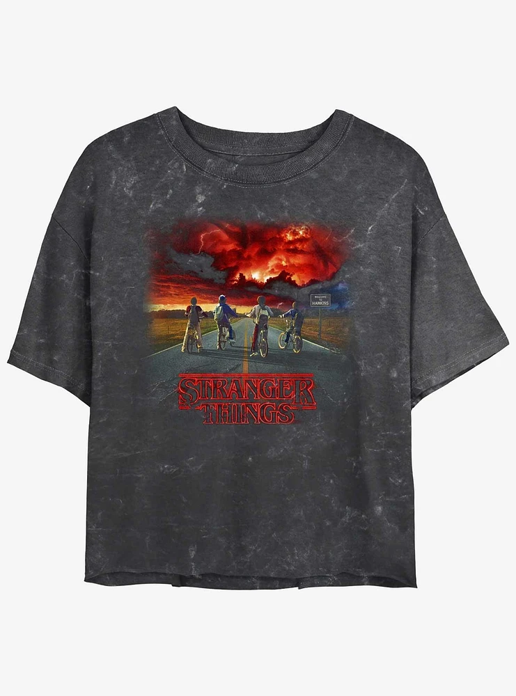 Stranger Things Where It Began Mineral Wash Crop Girls T-Shirt