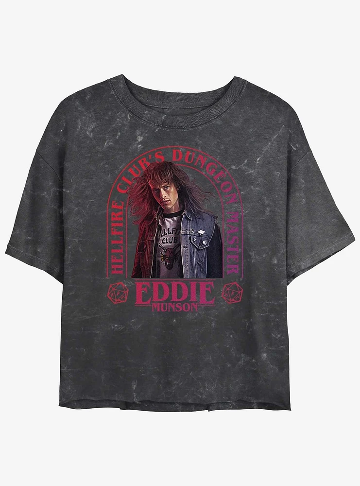 Stranger Things Dungeon Master Eddie Munson Mineral Wash Crop Girls T-Shirt
