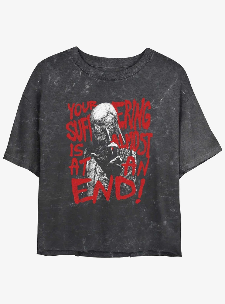 Stranger Things Vecna Your Suffering Is Almost At An End Mineral Wash Crop Girls T-Shirt