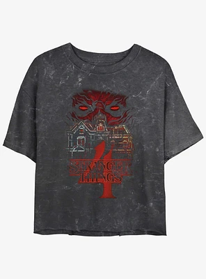 Stranger Things Vecna House Mineral Wash Crop Girls T-Shirt