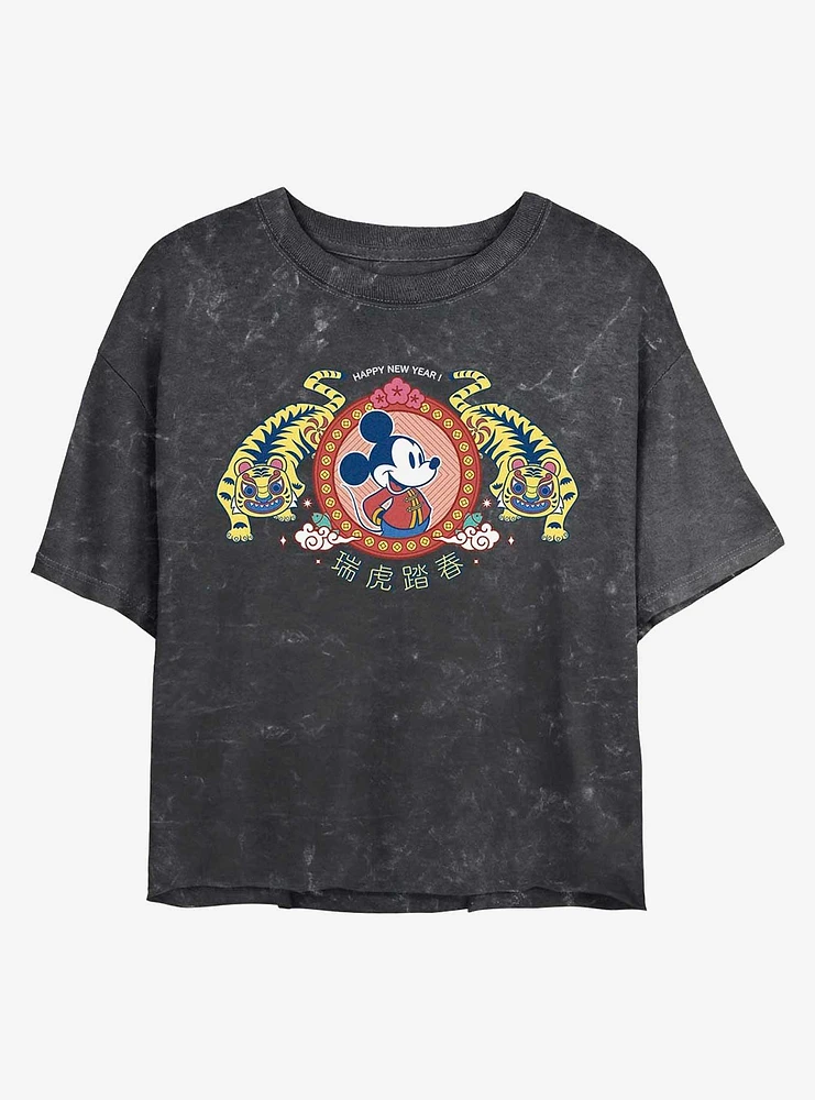 Disney Mickey Mouse Tiger King Mineral Wash Crop Girls T-Shirt