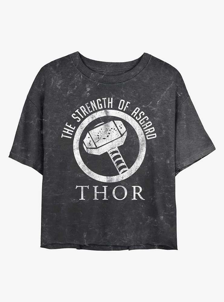Marvel Thor Strength of Asgard Mineral Wash Crop Girls T-Shirt