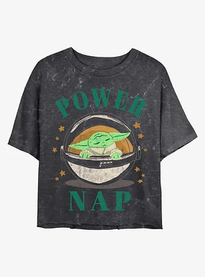 Star Wars The Mandalorian Power Nap Mineral Wash Crop Girls T-Shirt