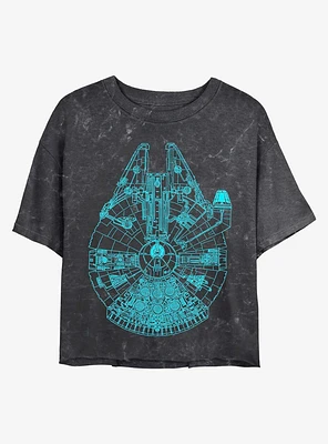 Star Wars Blue Falcon Mineral Wash Crop Girls T-Shirt