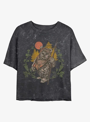 Star Wars Ewok Sunset Mineral Wash Crop Girls T-Shirt