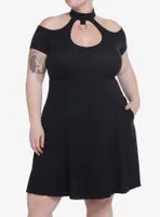 Social Collision Black Choker O-Ring Dress Plus Size
