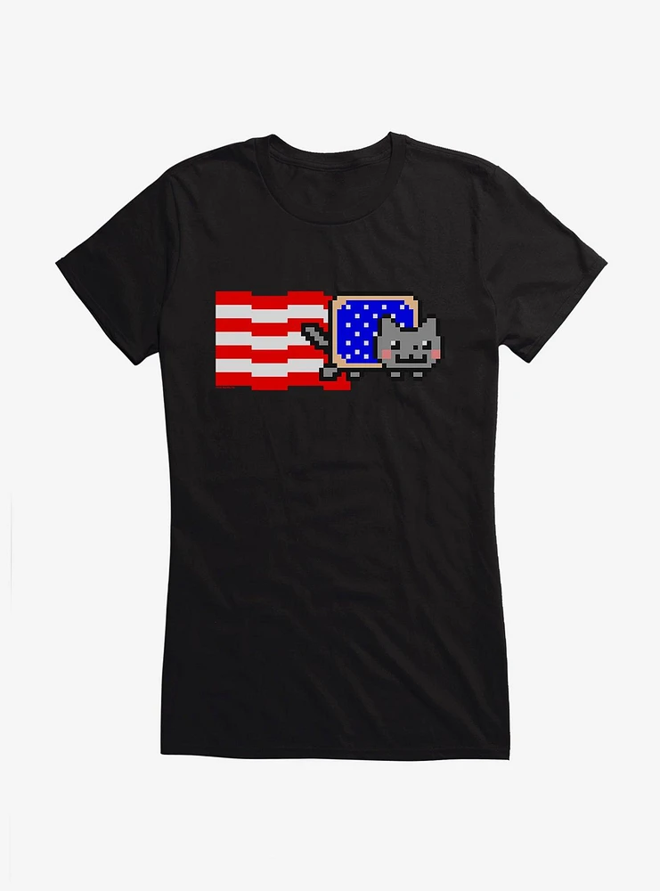 Nyan Cat American Flag Girls T-Shirt
