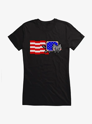 Nyan Cat American Flag Girls T-Shirt