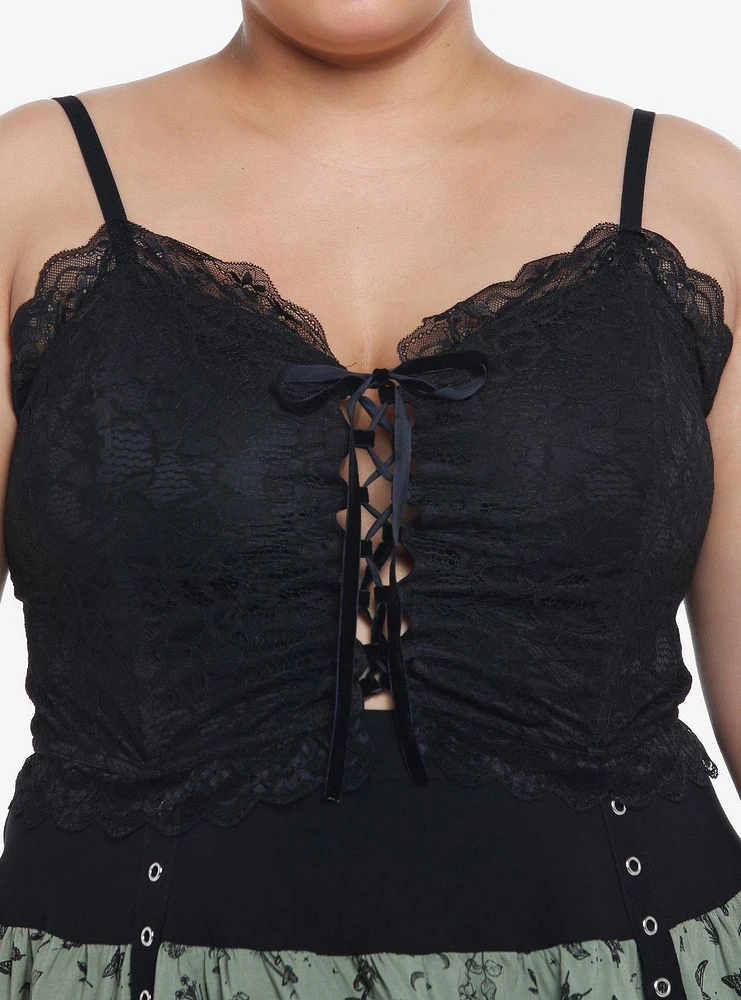 Thorn & Fable Black Lace Corset Girls Crop Cami Plus Size