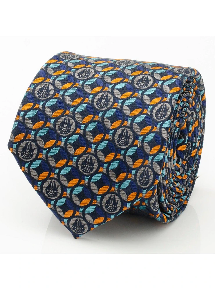 Star Wars Millennium Falcon Motif Navy Blue Men's Tie