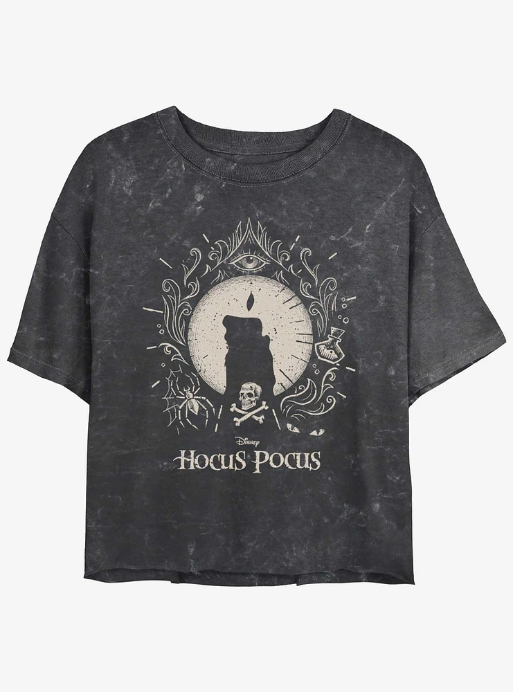 Disney Hocus Pocus Black Flame Mineral Wash Girls Crop T-Shirt