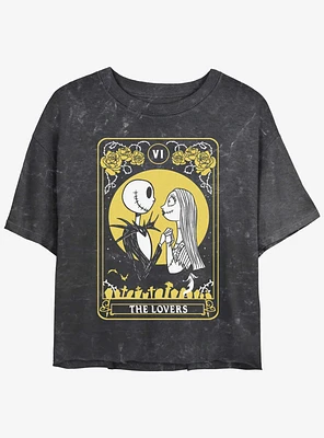 The Nightmare Before Christmas Jack & Sally Lovers Tarot Mineral Wash Girls Crop T-Shirt