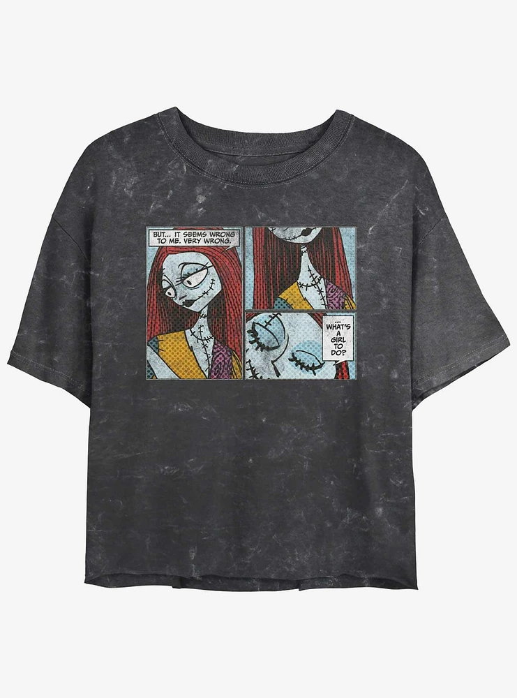 The Nightmare Before Christmas Sally Comic Mineral Wash Girls Crop T-Shirt