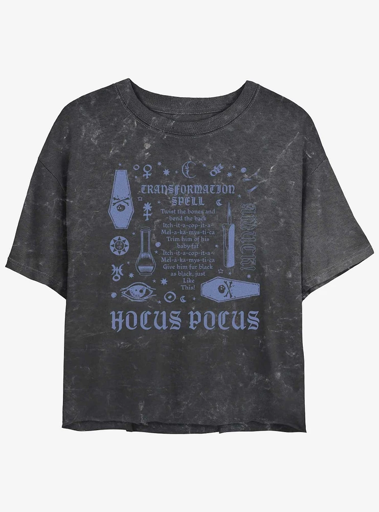 Disney Hocus Pocus Transformation Spell Lyrics Mineral Wash Girls Crop T-Shirt