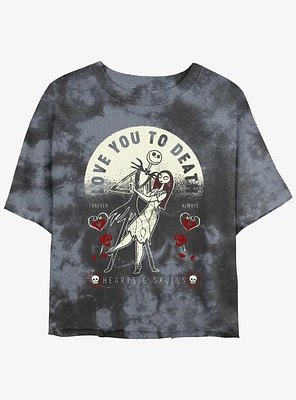 The Nightmare Before Christmas Jack & Sally Love You To Death Tie-Dye Girls Crop T-Shirt