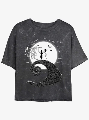 Disney The Nightmare Before Christmas Jack and Sally Meant To Be Mineral Wash Girls Crop T-Shirt