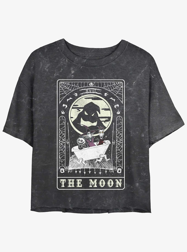 The Nightmare Before Christmas Oogie Boogie Moon Tarot Card Mineral Wash Girls Crop T-Shirt