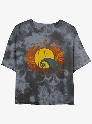 Disney The Nightmare Before Christmas Pumpkin King Lament Tie-Dye Girls Crop T-Shirt