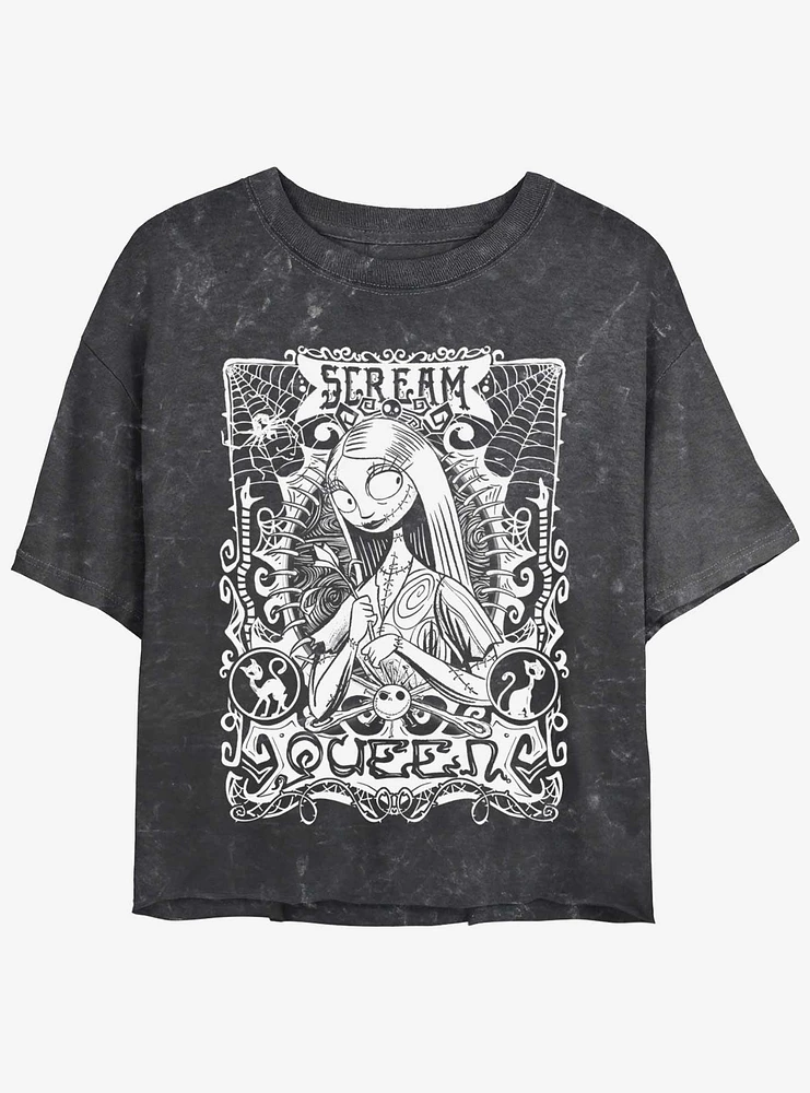 Disney The Nightmare Before Christmas Sally Scream Queen Mineral Wash Girls Crop T-Shirt