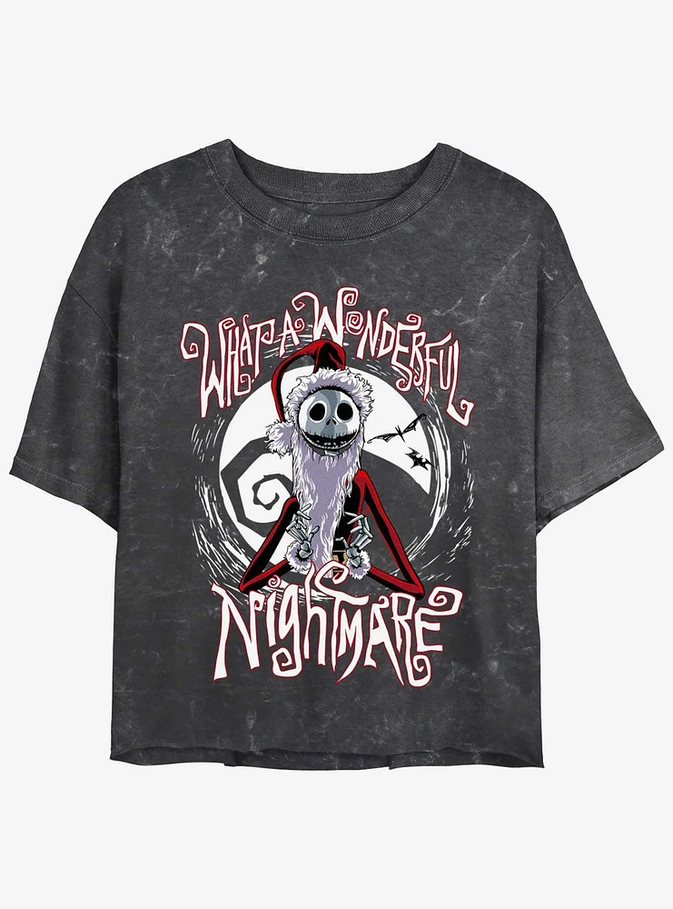 Disney The Nightmare Before Christmas Santa Jack Wonderful Mineral Wash Girls Crop T-Shirt