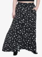 Black Celestial Moth Maxi Skirt Plus Size