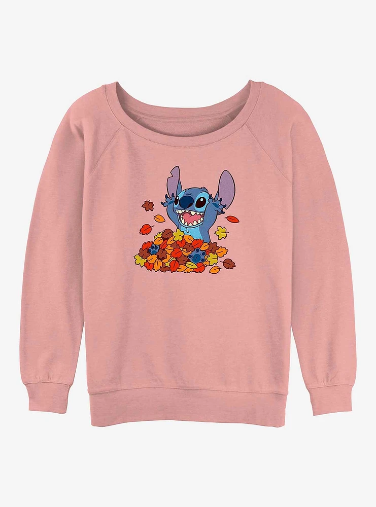 Disney Lilo & Stitch Leaf Pile Girls Slouchy Sweatshirt