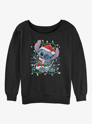 Disney Lilo & Stitch Christmas Lights Girls Slouchy Sweatshirt